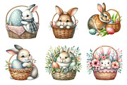 Cute Easter Bunny & Basket Clipart, an Illustration by DreamArtGraphic (Thumbnail 2 of 4)
