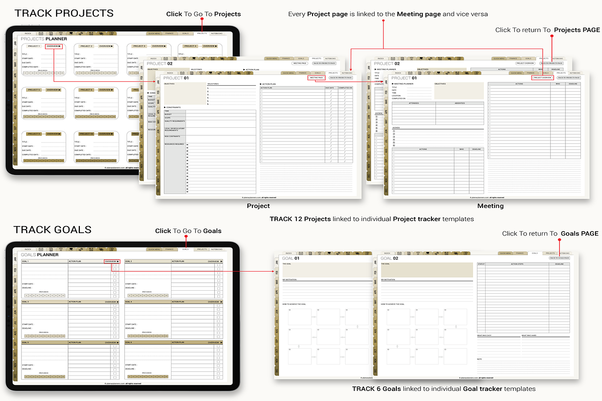 All-in-One Digital Planner- Beige, a Templates & Theme by Plamarplanners (Photo 6 of 10)