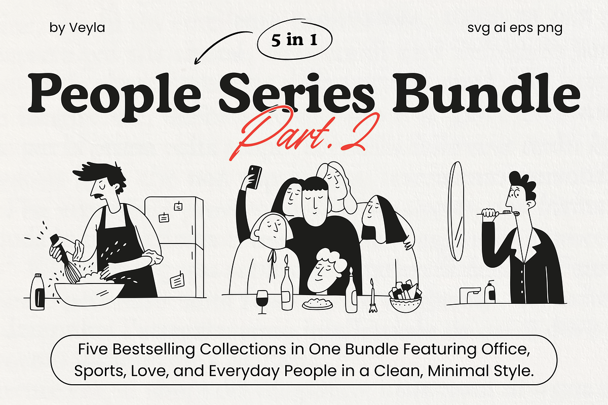 People Series BUNDLE: All 5 in 1, a Person Illustration by Veyla (Photo 1 of 52)