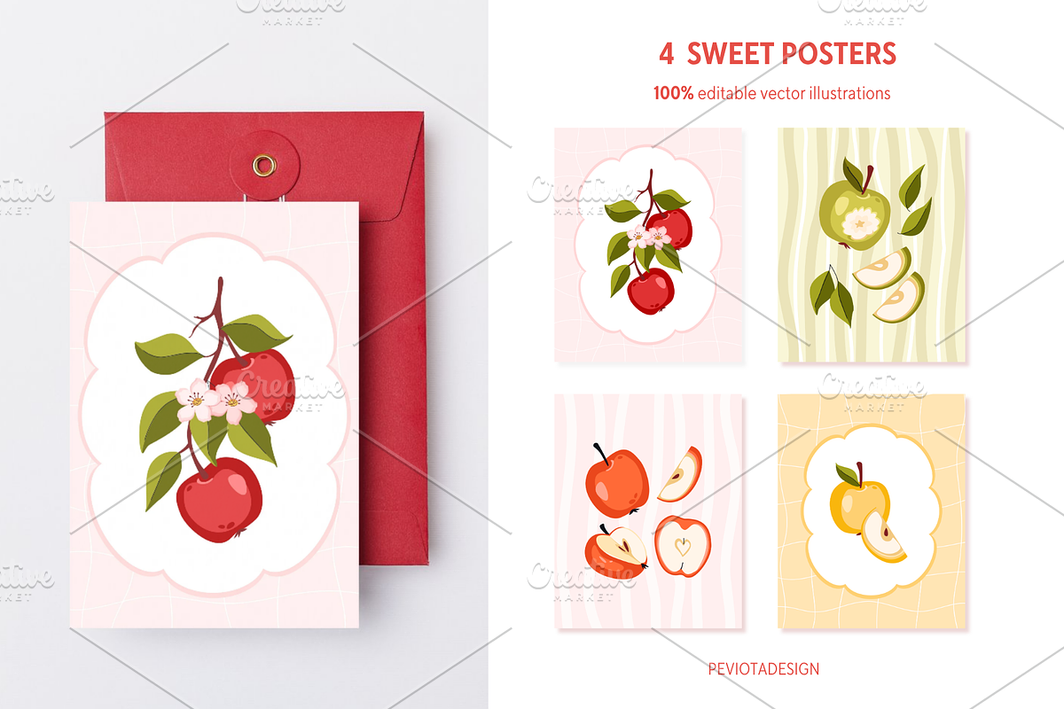 Sweet apples vector collection, a Food Illustration by Peviotadesign (Photo 7 of 11)