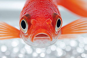 Vibrant red goldfish swimming banner, an Animal Photo by MistyDay
