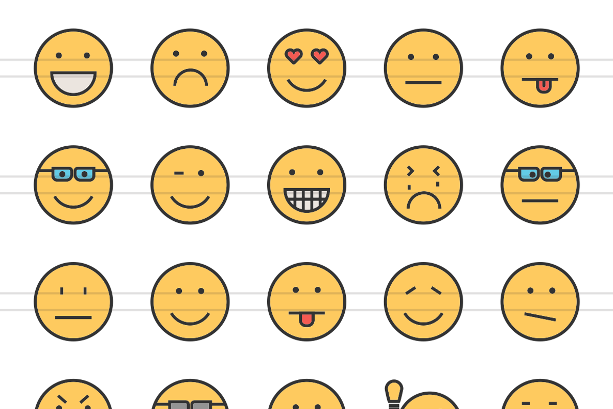 50 Emoticons Line Filled Icons preview 2
