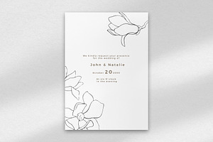 Vector Line Art Flowers Magnolia