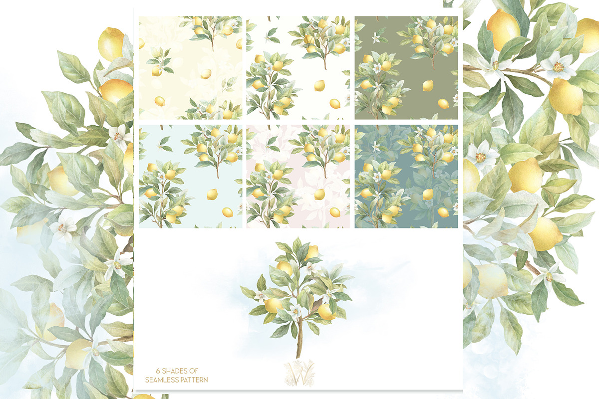 Lemon Watercolor Amalfi Collection, a Decorative Illustration by WonderWonder (Photo 15 of 18)