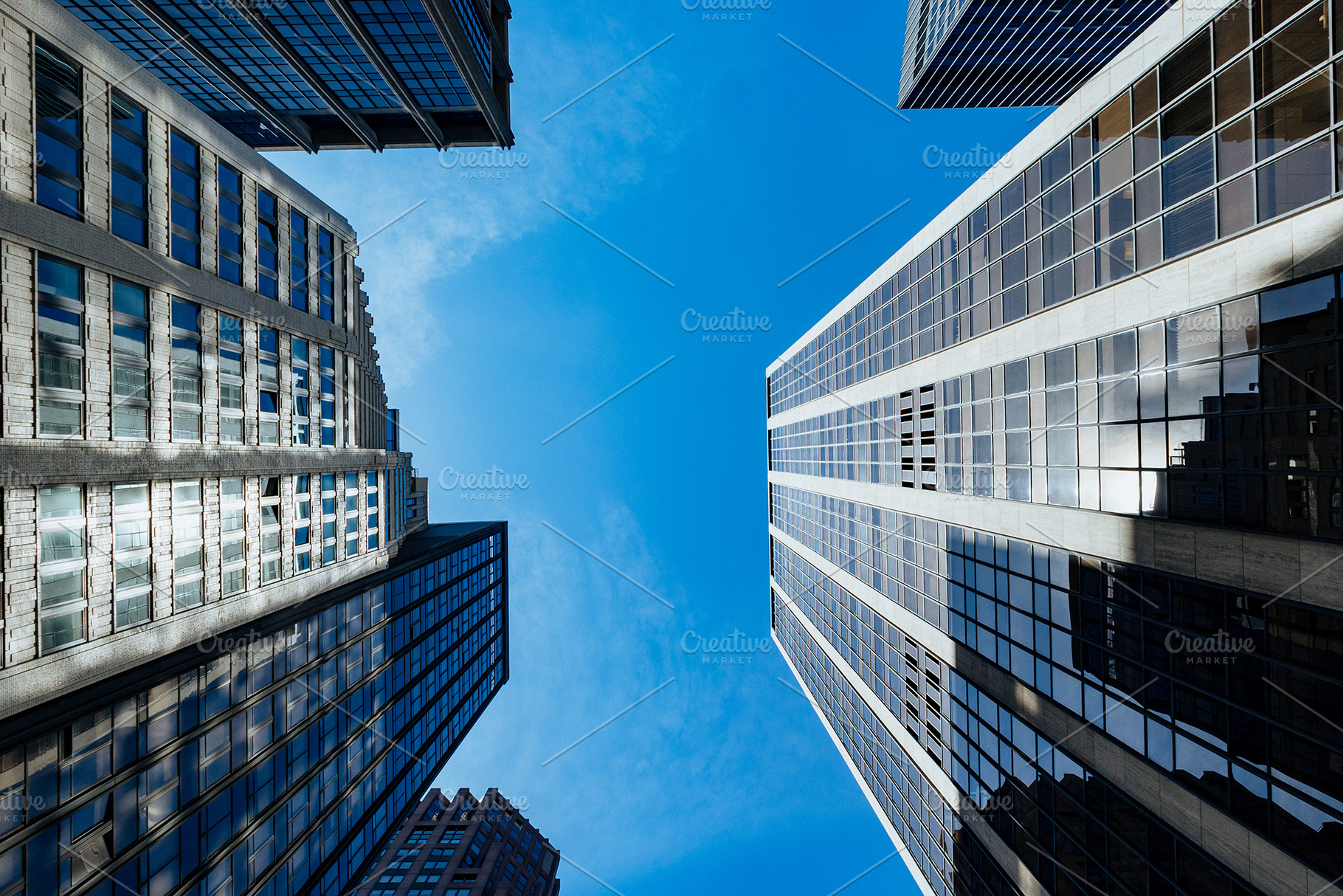 Looking up in the financial district containing nyc, perspective, and, a Business Photo by Dan Gold
