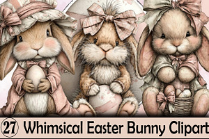 Whimsical Easter Bunny Clipart Bundl, an Illustration by SVGArt