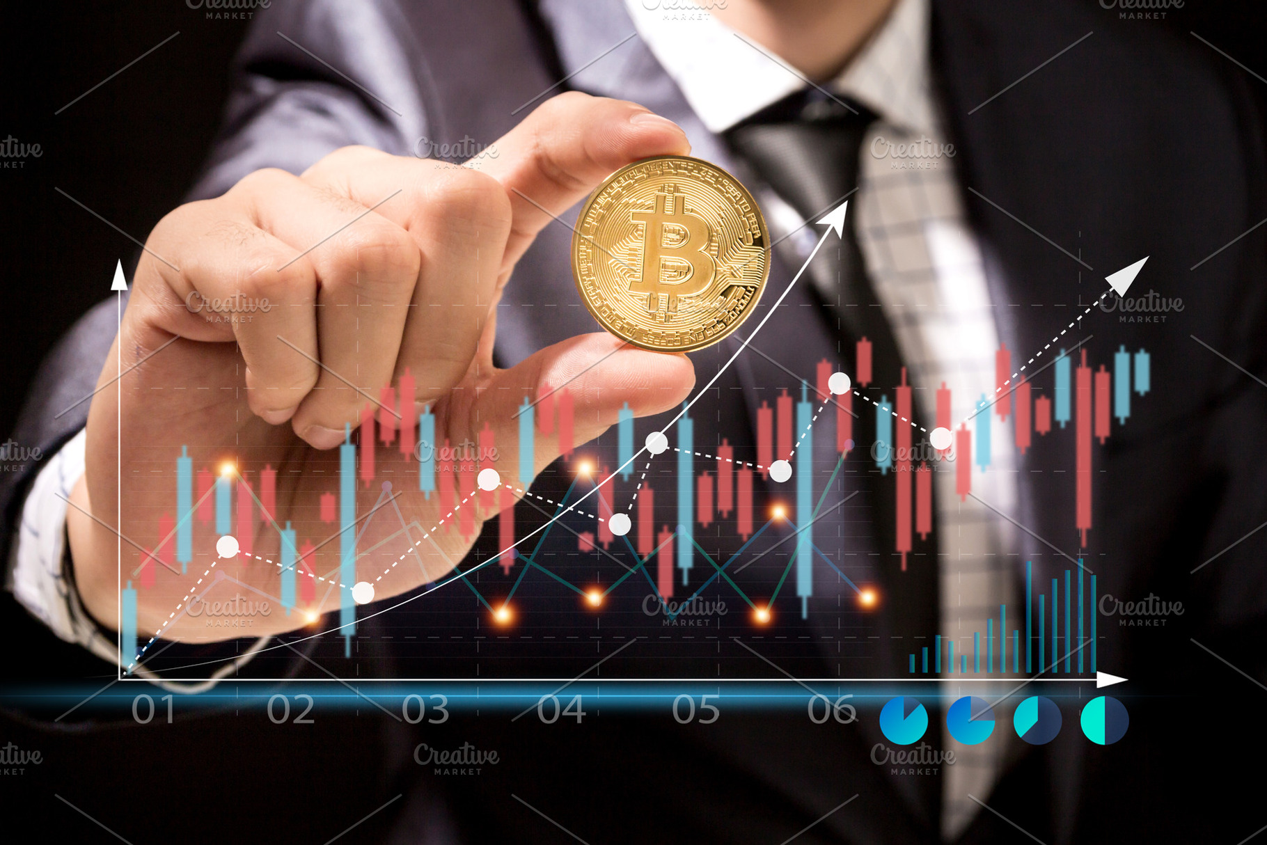 Successful of trader investor businessman holding bitcoin tradin, a Person Photo by Art_Photo