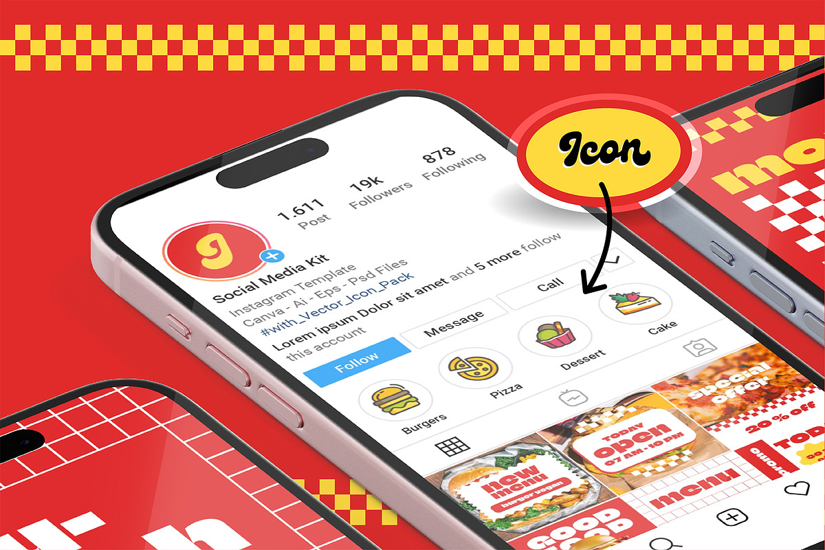 Canva | Restaurant Instagram Kit, a Social Media Template by Jiwstudio (Photo 9 of 14)