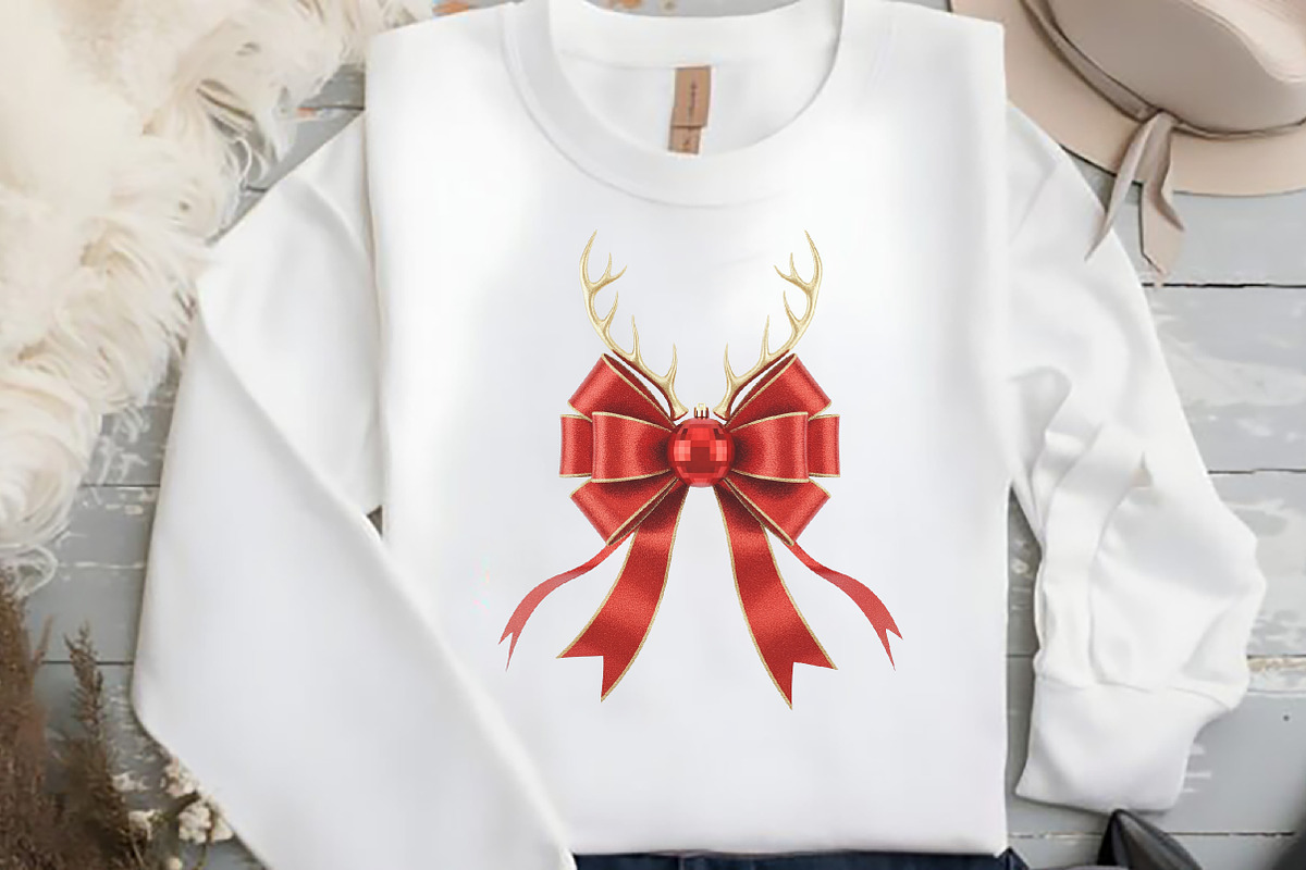 Christmas Reindeer Coquette Bow Png, an Illustration by Black Bird Studio (Photo 2 of 4)