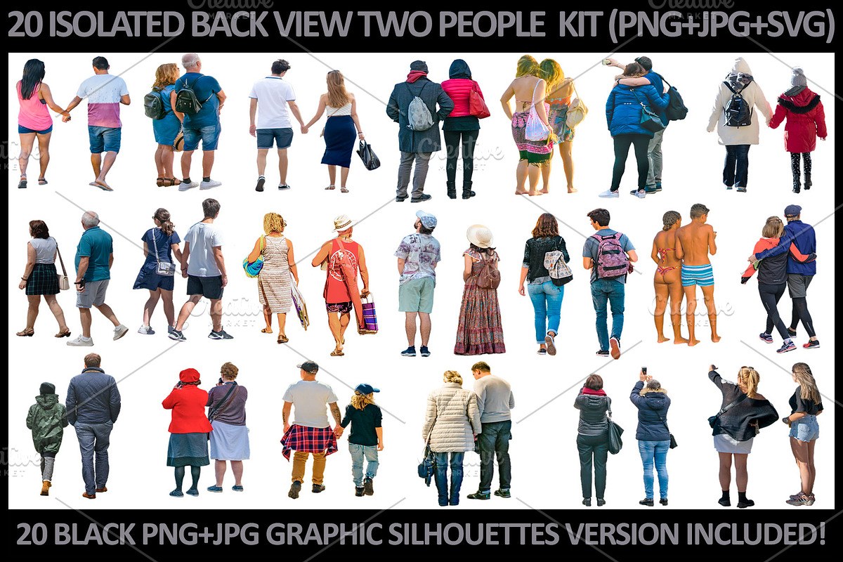 20 Two People Back View PNG Toolkit, an Object Graphic by DanFLCreativo (Photo 1 of 3)