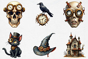 Watercolor Steampunk Halloween Clipa, an Illustration by CrexoraLab (Thumbnail 2 of 5)