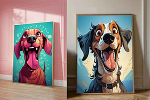 Laughing Cute dogs JPG, Set of 8