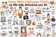Funny Retro Halloween Ghost Clipart, an Illustration by Sublimation Artist (Thumbnail 1 of 6)