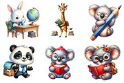 Cute Funny School Animals clipart, an Illustration by CreationArt (Thumbnail 3 of 7)