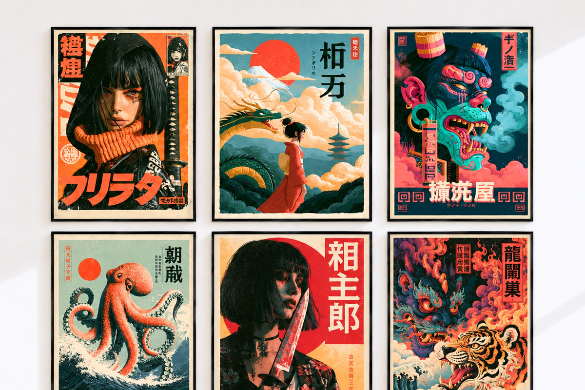 1000 Japanese Wall Art Prints Bundle, a Decorative Illustration by Selenique Studio (Photo 9 of 12)