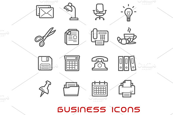 Business And Office Thin Line Icons