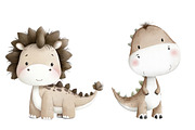 Watercolor Cute Dinosaur Clipart, an Illustration by Designworld (Thumbnail 4 of 4)