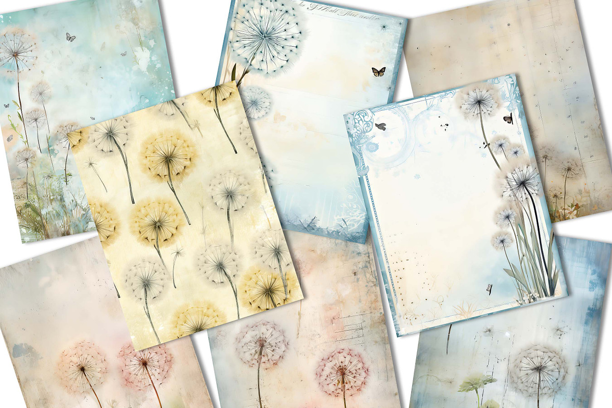 Vintage Dandelions Decorative  Paper, a Background Graphic by BusyDaydesign (Photo 2 of 9)