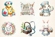 Watercolor Retro Easter Day Nurse, a Seasonal Illustration by DreamArtGraphic (Thumbnail 2 of 5)