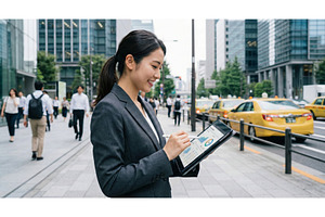 Woman on Tablet, a Person Photo by CREATIVEDEF