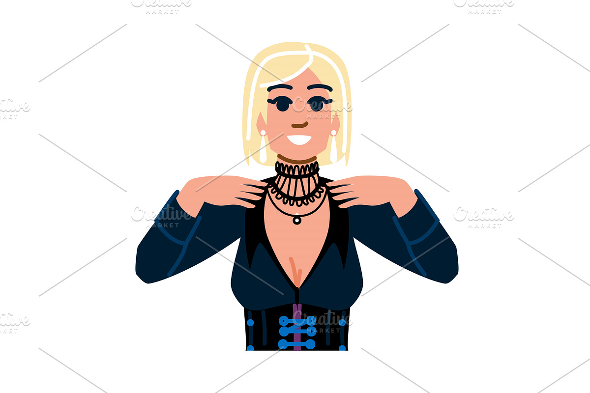 Smiling blonde woman showing her, an Object Illustration by pikepicture