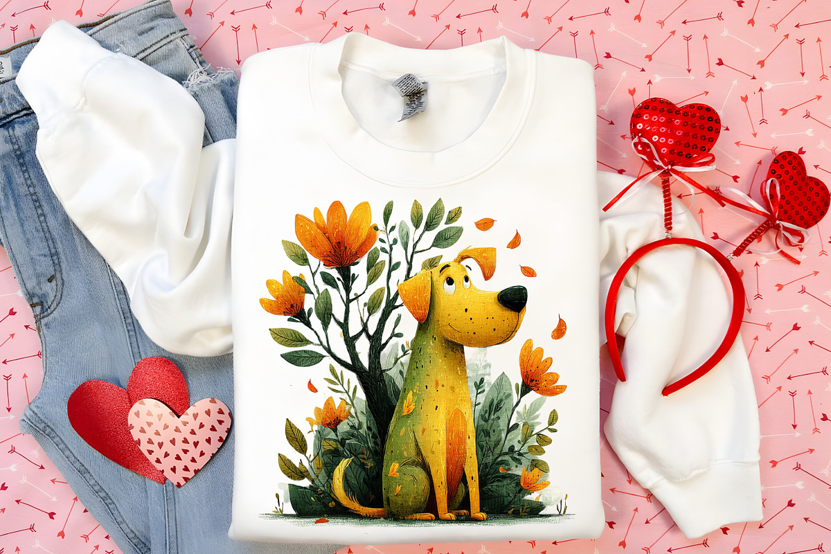 Whimsical Spring Dog Clipart Bundle, an Illustration by Canvas Craft (Photo 5 of 6)