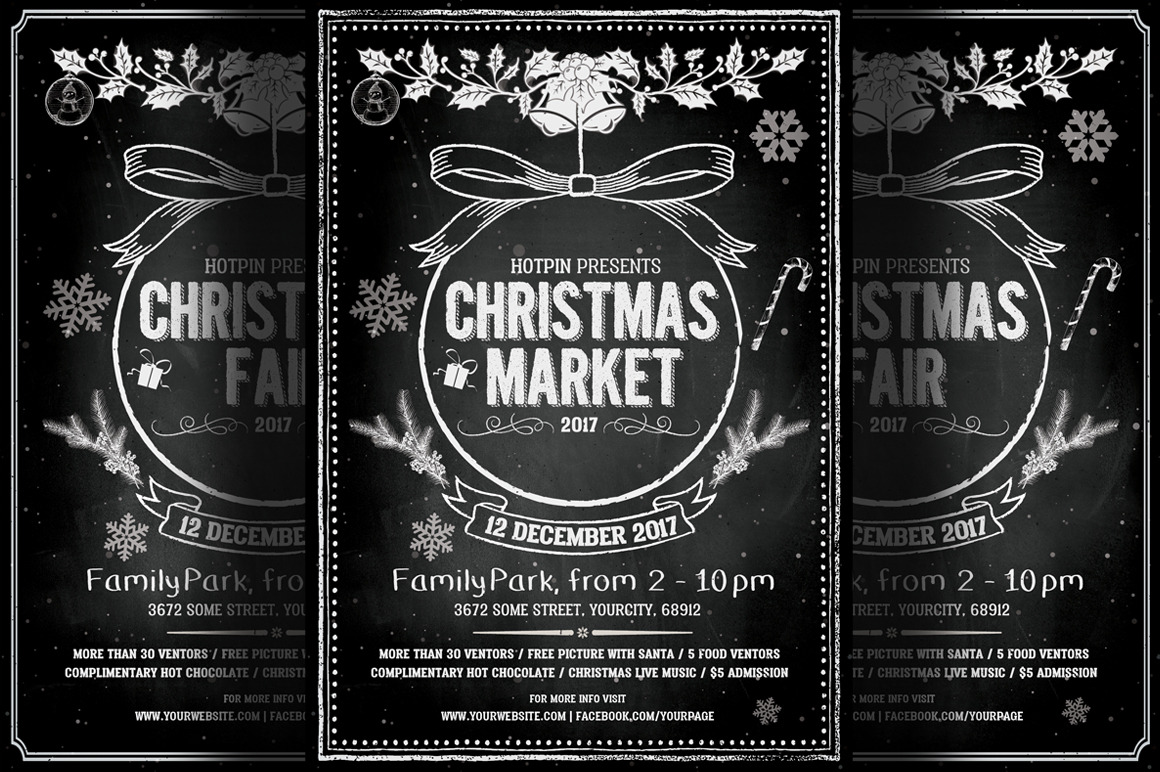 Vintage Christmas Event Flyer by Hotpin  Creative Market