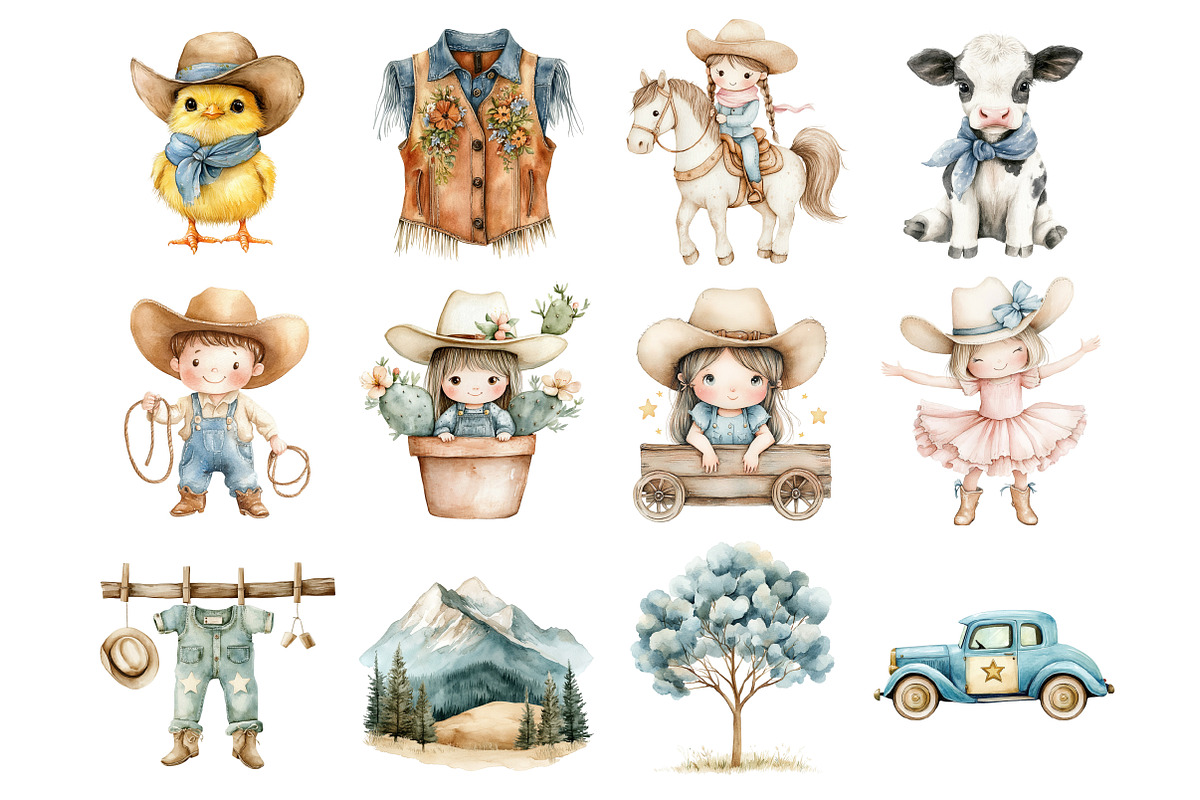Watercolor Baby Cowboy Boot Clipart, a Seasonal Illustration by Design Market (Photo 6 of 8)