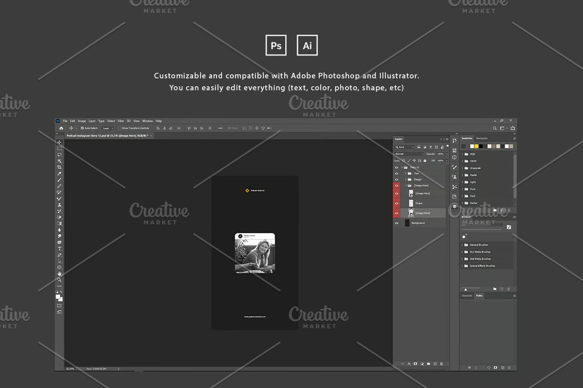 Set of Podcast Instagram Template, a Social Media Template by Dimas Rizki Pratama (Photo 4 of 12)
