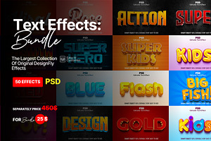 50 Photoshop Text Effects Pack, a Layer Style Add-On by Design Fly