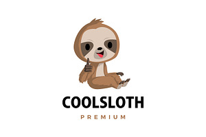 Sloth Thumb Up Mascot Character Logo