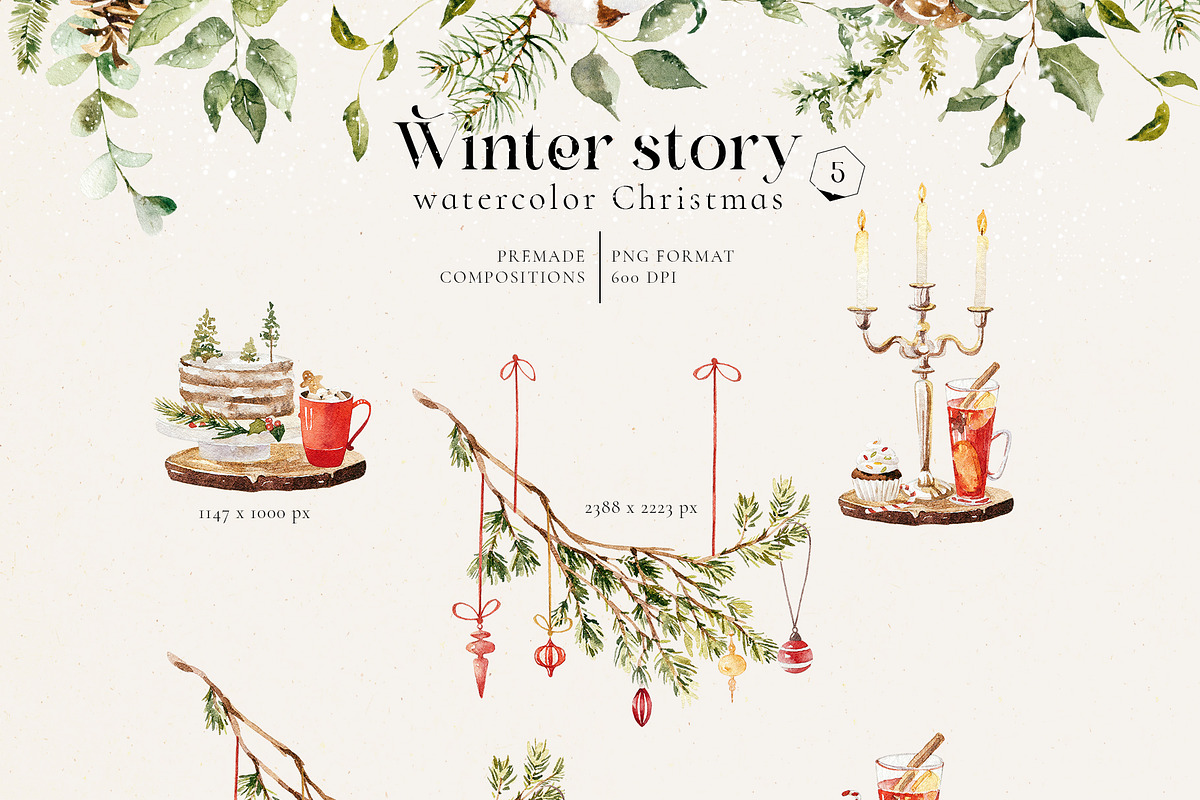 Winter story-watercolor Christmas, a Seasonal Illustration by Pamyatka Shop (Photo 11 of 27)