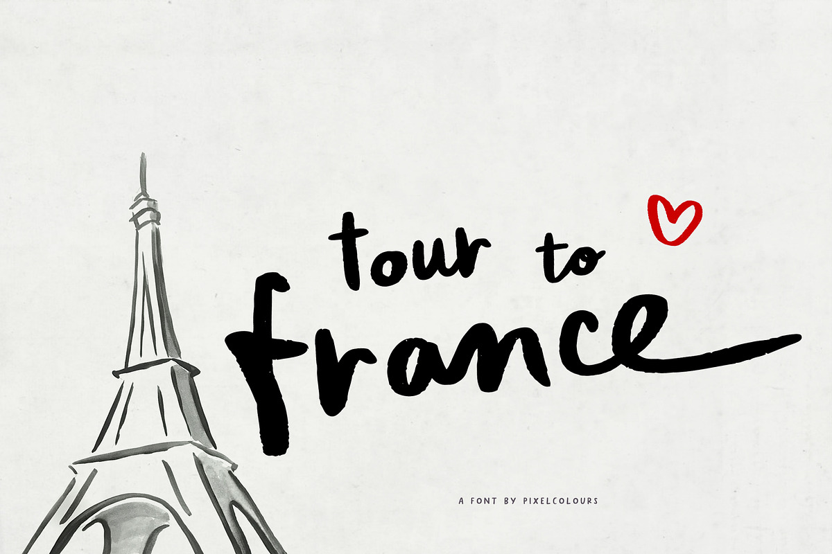 French Font Tour to France, a Handwritten Font by pixelcolours (Photo 1 of 14)