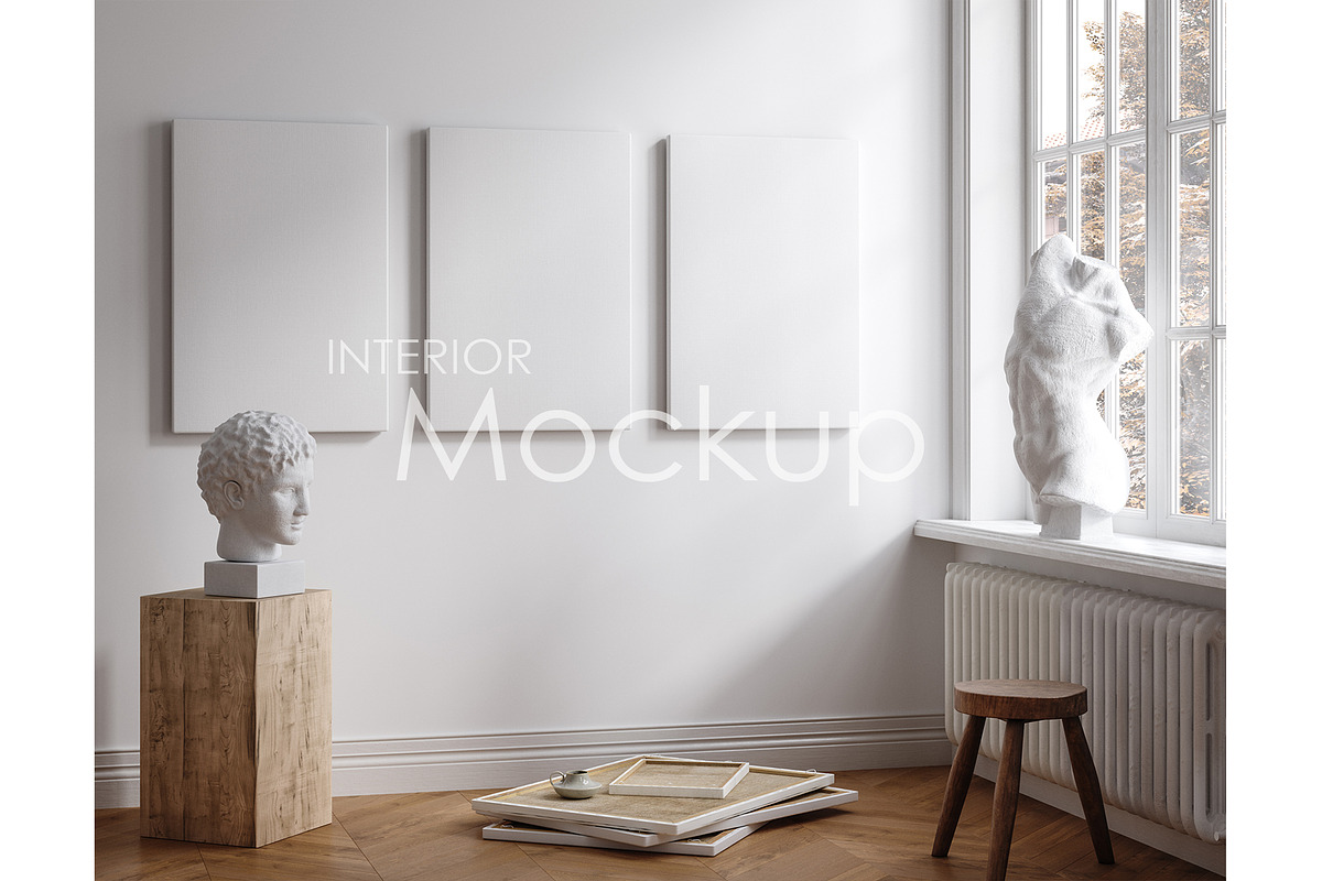 Canvas mockup in home interior, a Print Template by Artjafara