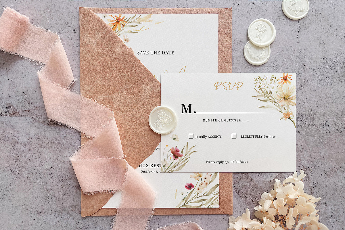 Wildflower Wedding Invitation Suite preview 4