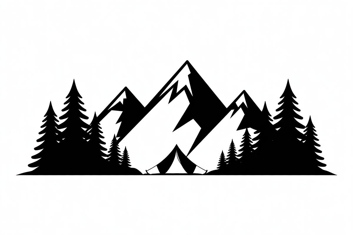 silhouette camping tent mountain, an Illustration by Amazin_art (Photo 8 of 17)