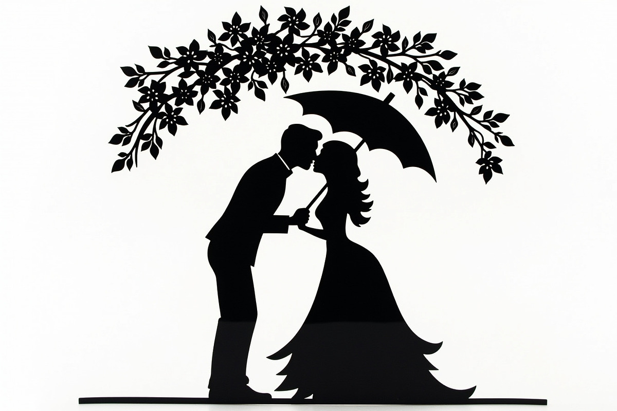 Romantic Couple Holding Umbrella, an Illustration by Amazin_art (Photo 11 of 21)