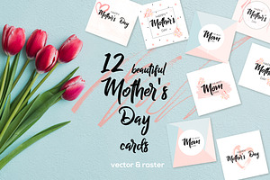 12 Greeting cards Happy Mother's Day