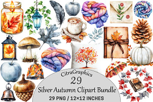 Silver Autumn Clipart, an Illustration by CitraGraphics