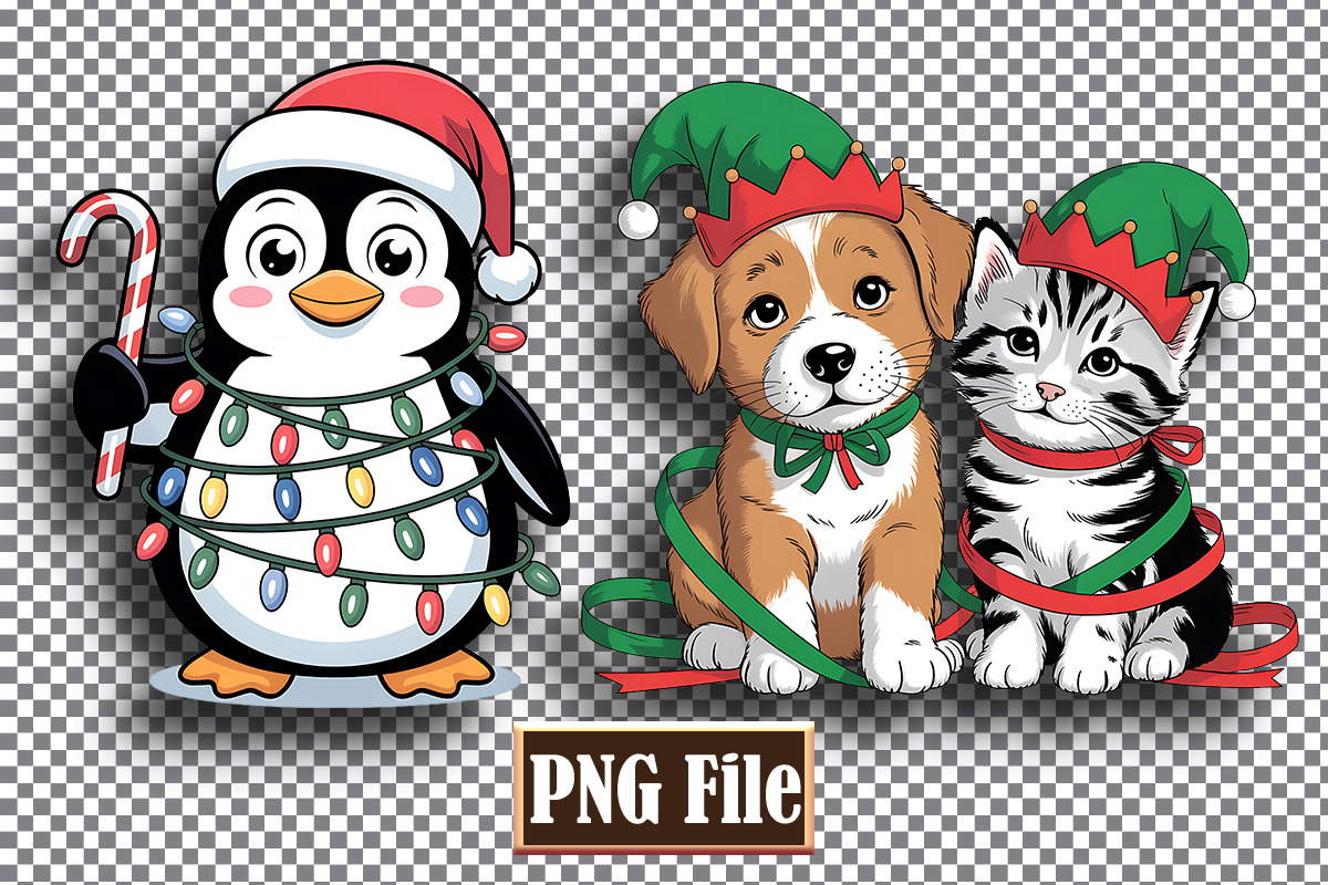 Christmas Animal Sublomation Bundle, an Animal Illustration by protabsorkar11 (Photo 2 of 9)