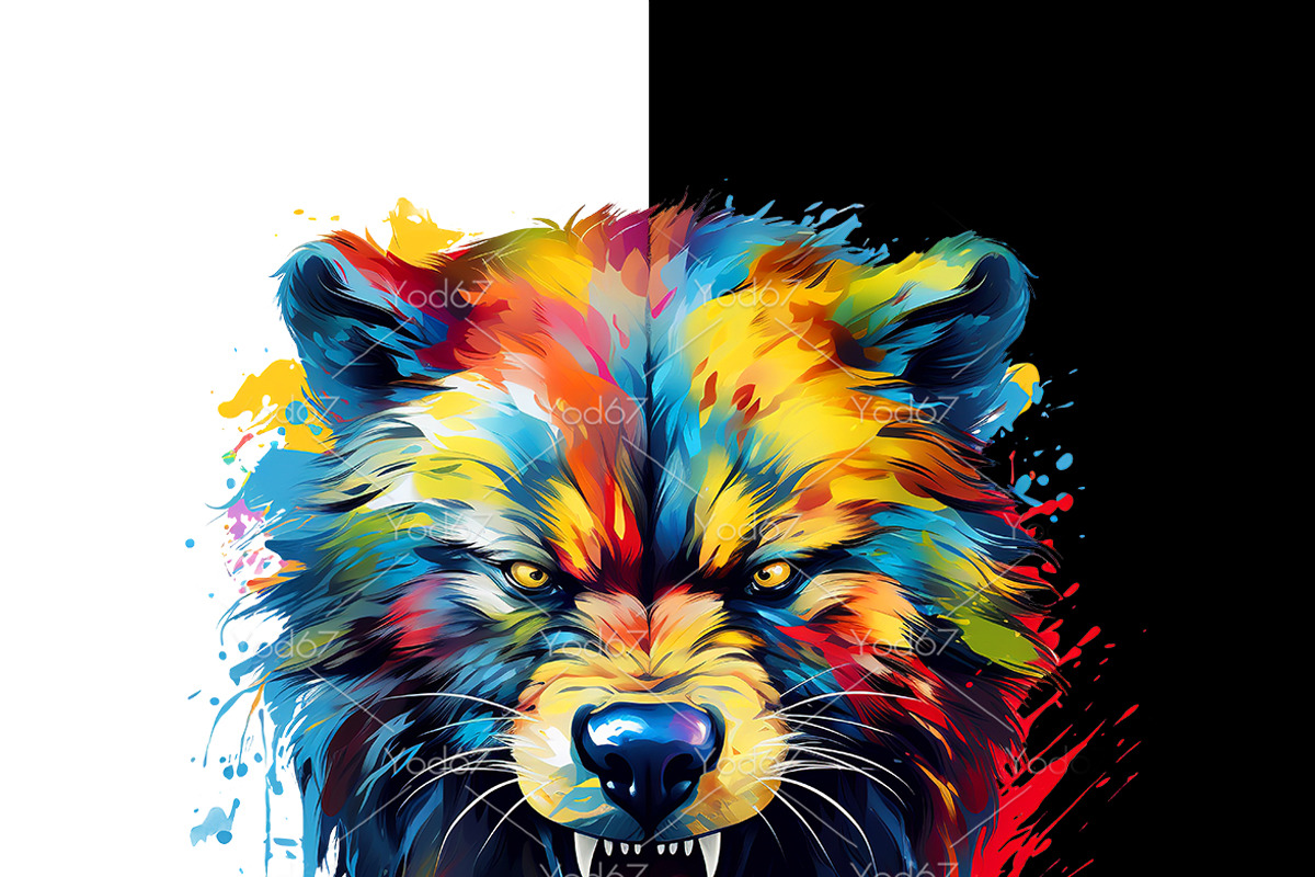 Colorful angry wolverine head., an Animal Illustration by yod67 (Photo 2 of 8)