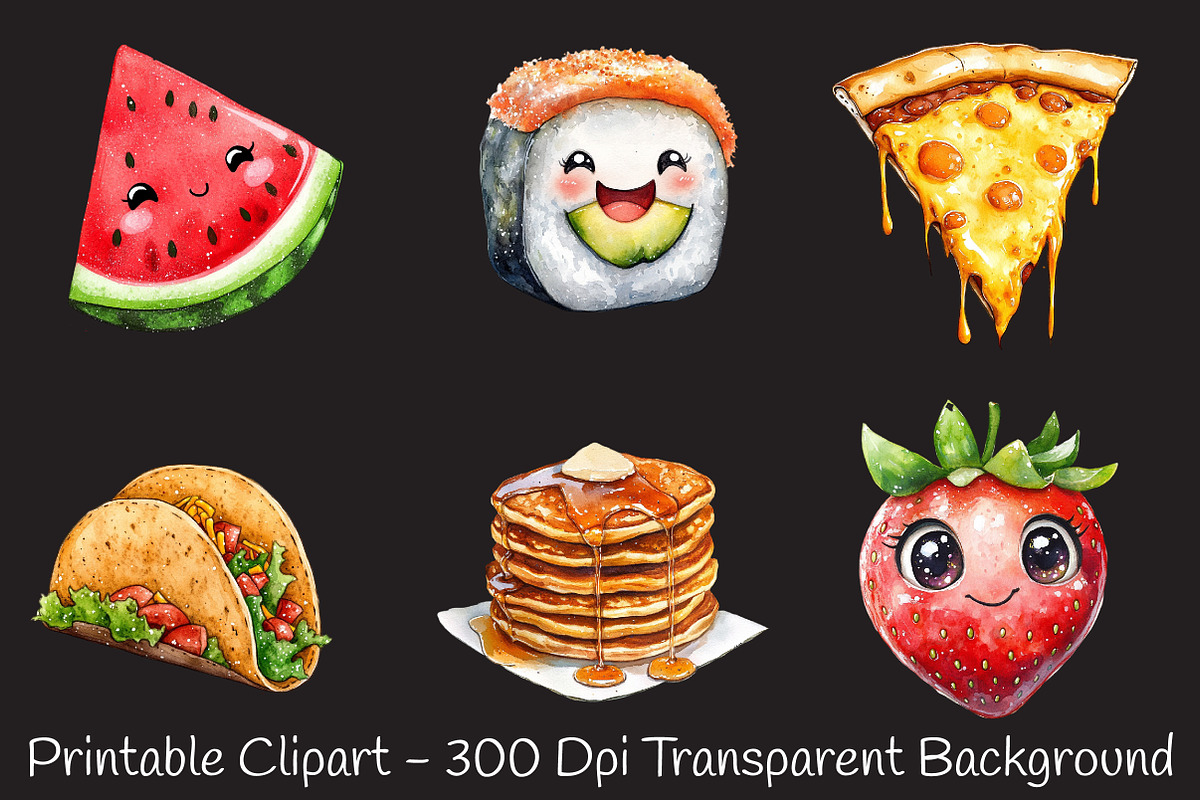 Kawaii Glitter Food Clipart, an Illustration by RobertsArt (Photo 2 of 7)