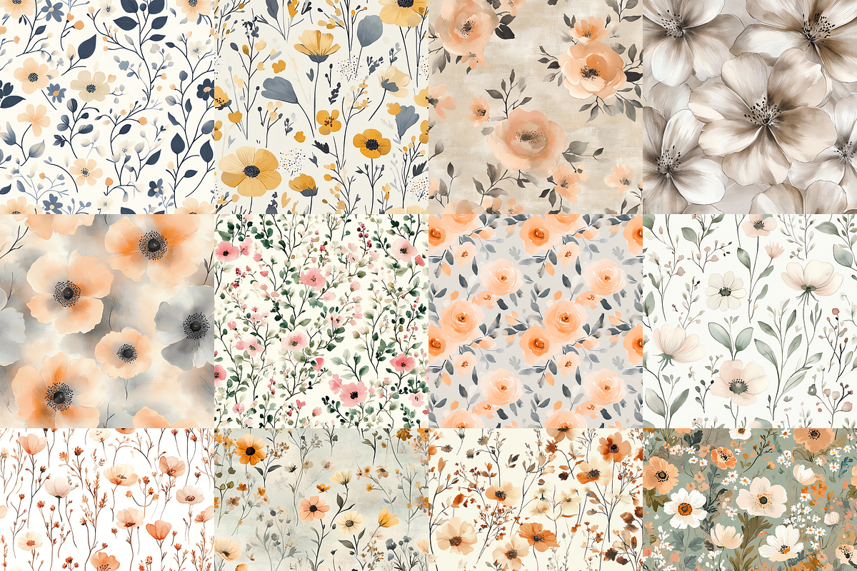 Muted Boho Florals Digital Paper, a Background Graphic by LA Design (Photo 3 of 10)