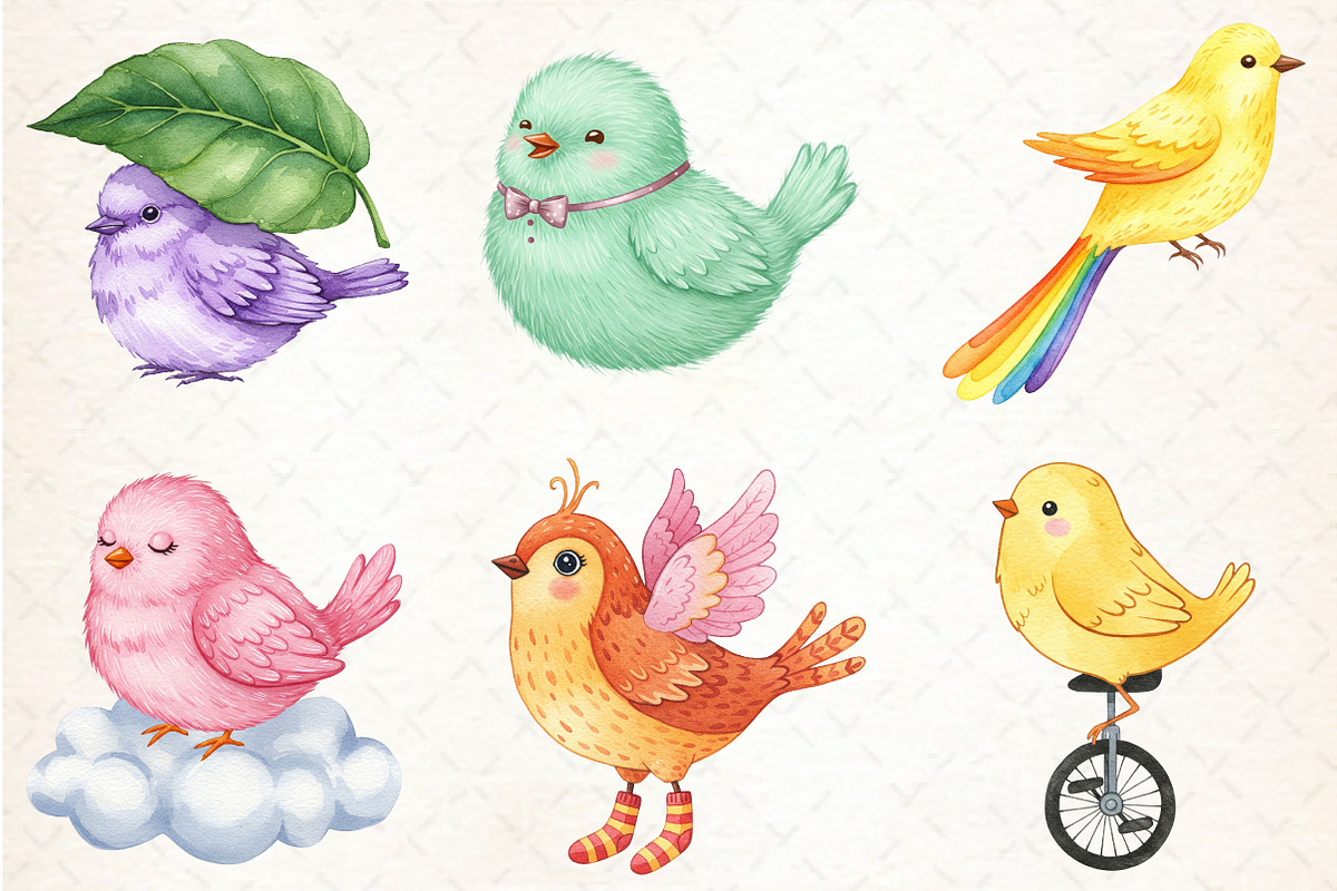 Quirky Whimsical Birds Clipart, an Illustration by Libby Wishes (Photo 7 of 7)