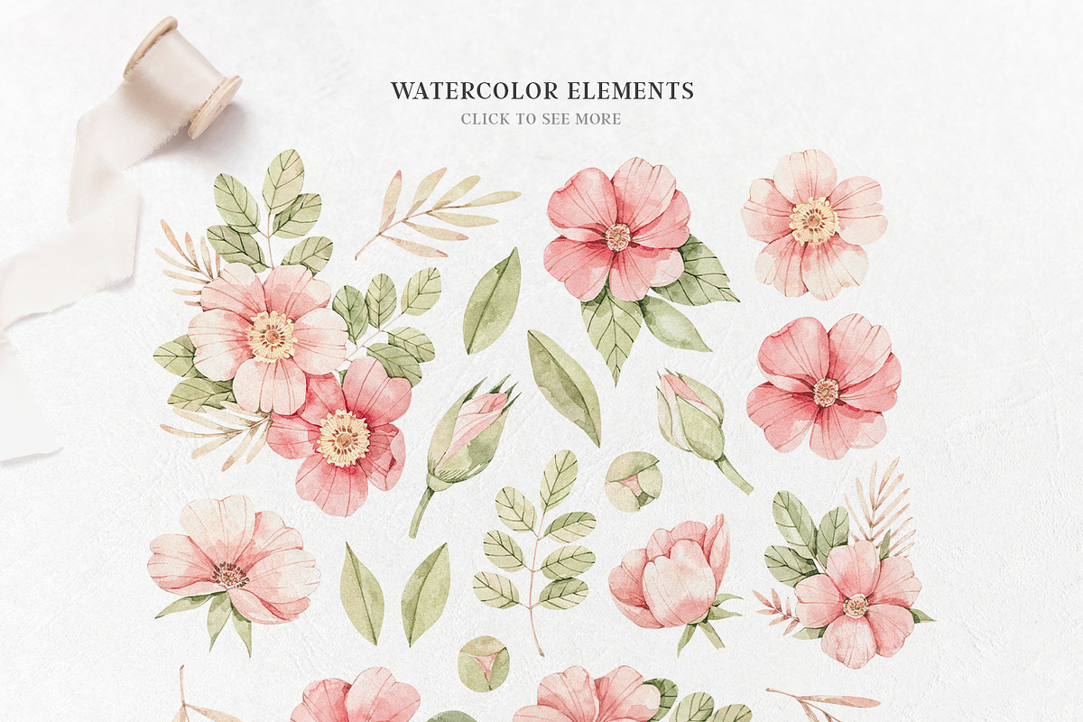 Sale Pink Floral. Watercolor flowers, a Decorative Illustration by Kate Macate (Photo 7 of 11)