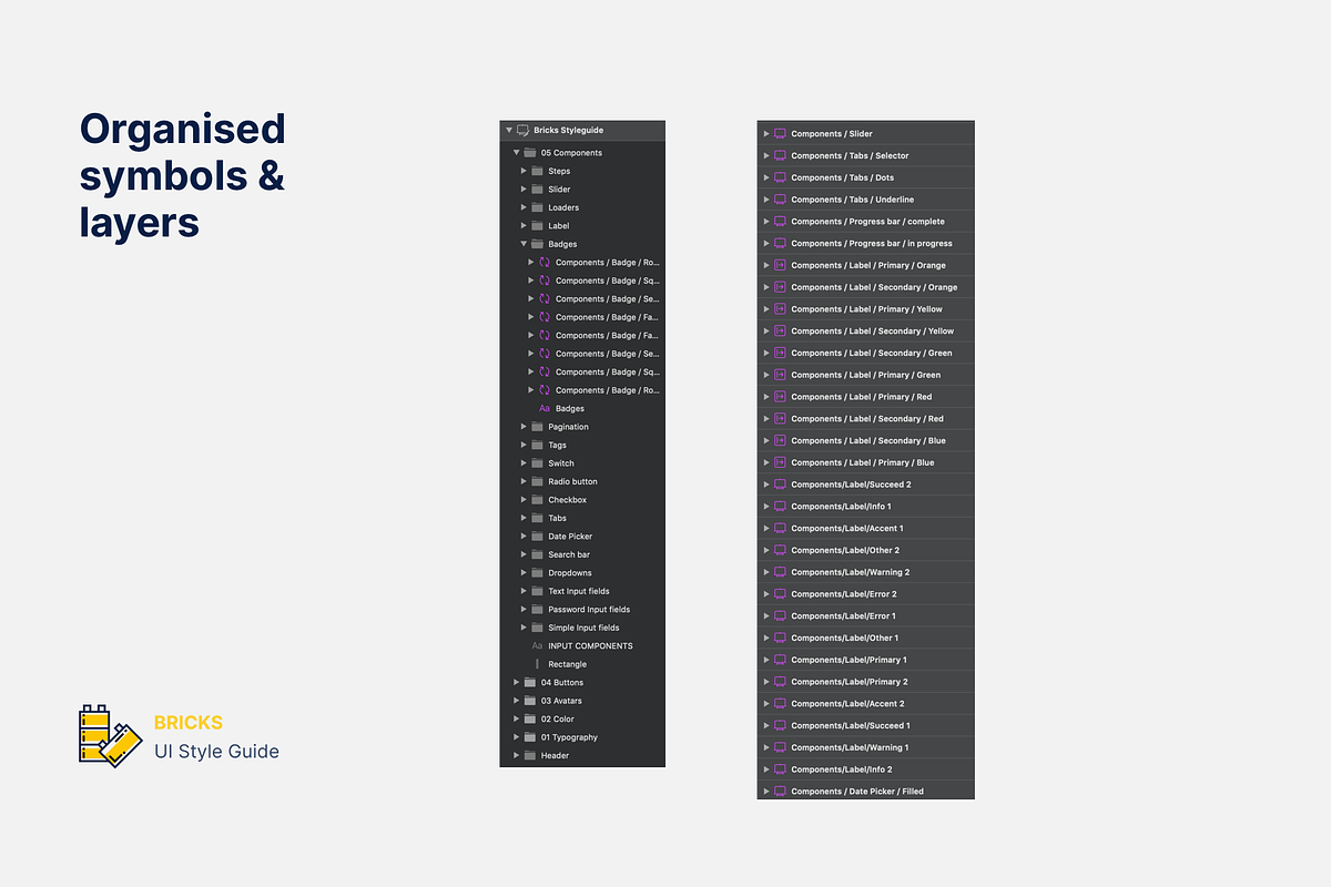 Bricks Style Guide / Design System, an UI Kit Template by Parth Taylor