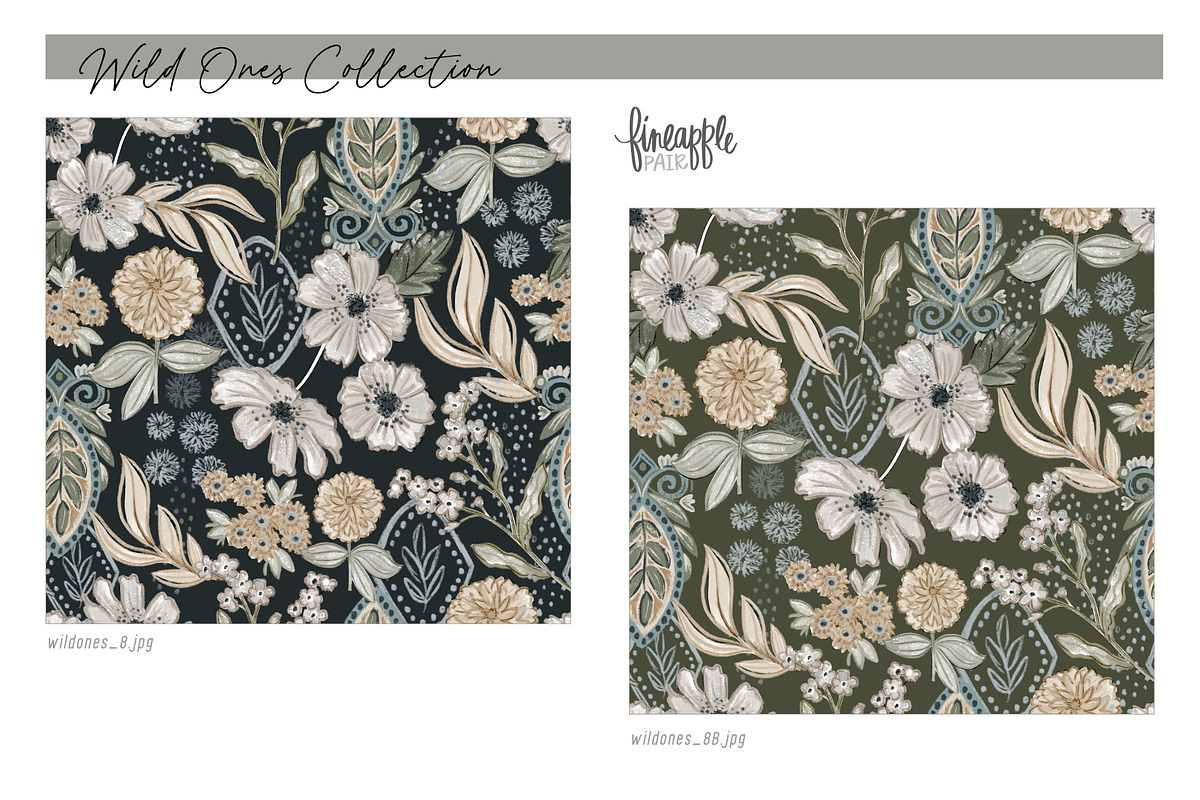 Boho Floral Digital Paper, a Pattern Graphic by FINEAPPLE (Photo 10 of 12)