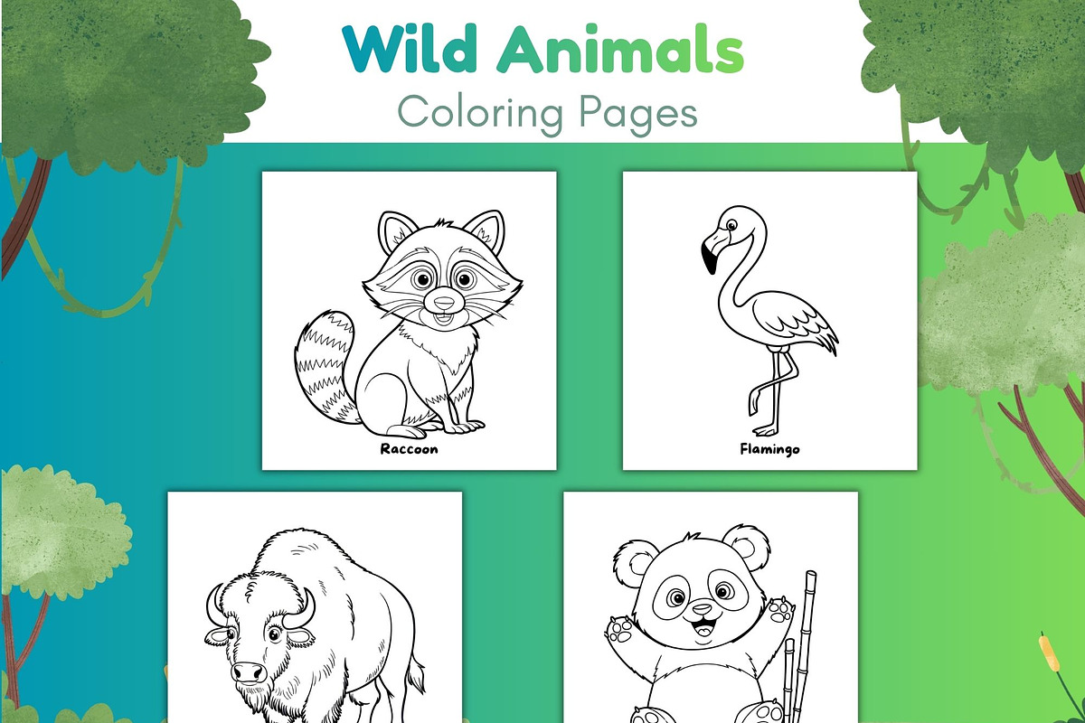 Wild Animals Coloring Pages for Kids, an Animal Illustration by SimoDigitalArt (Photo 3 of 5)