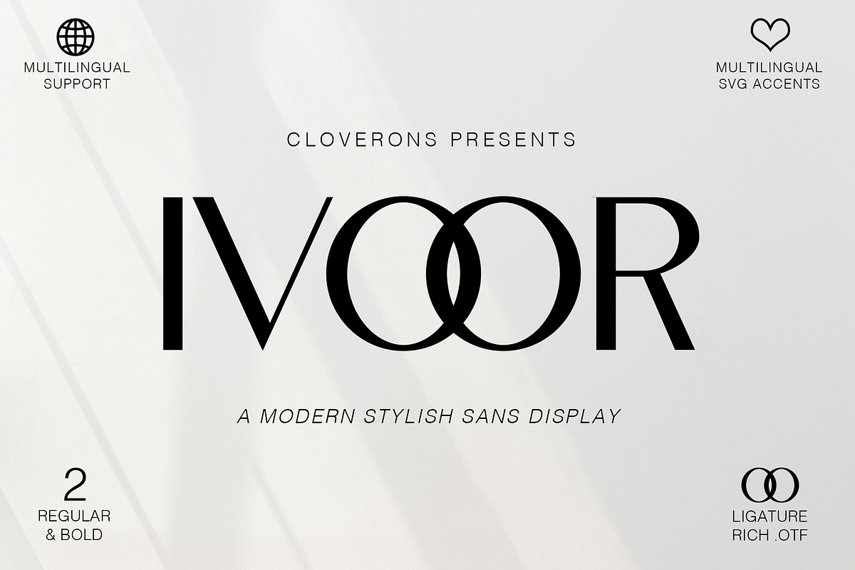 Ivoor - Classy Modern Sans Display, a Sans Serif Font by Cloverons (Photo 1 of 14)