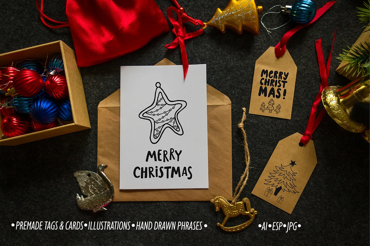 Christmas and Happy New Year Set, a Decorative Illustration by Lena Kedrova (Photo 1 of 11)
